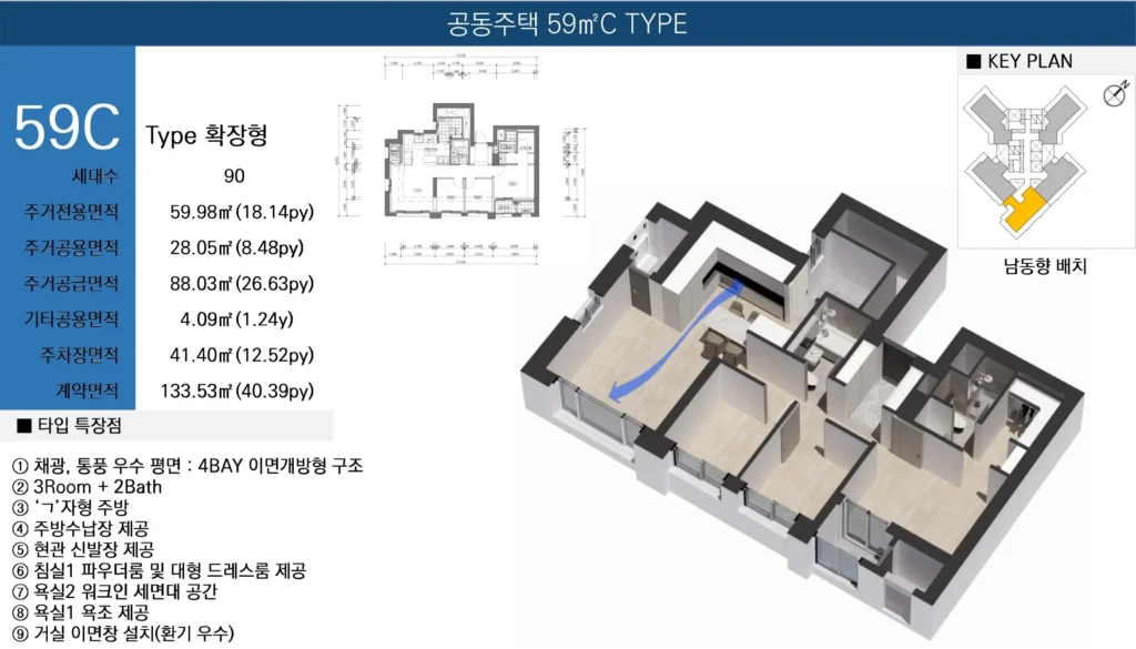 천안 쌍용 센트럴타워 평형안대 59m²c